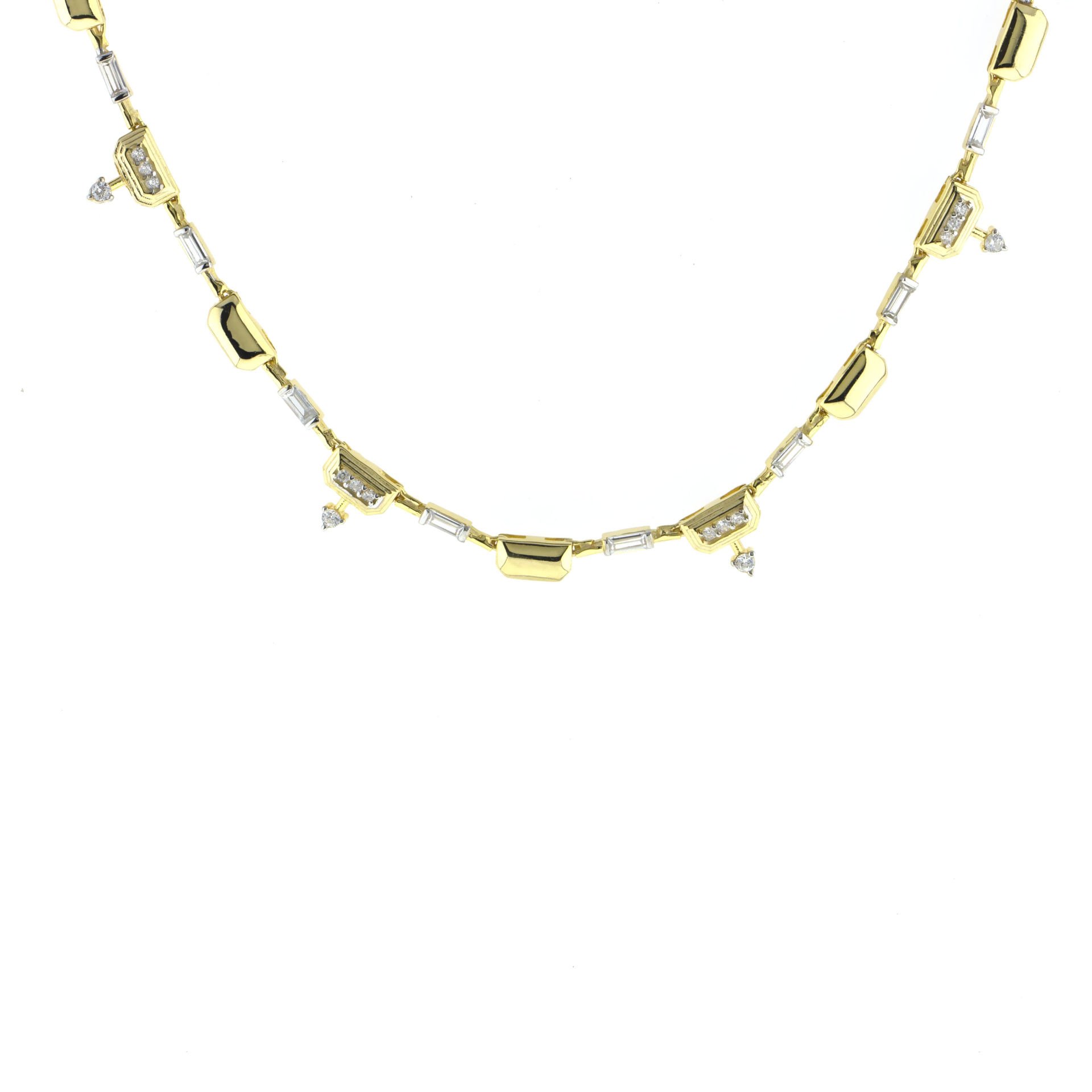 Baget Taşlı Su Yolu Gümüş Kolye