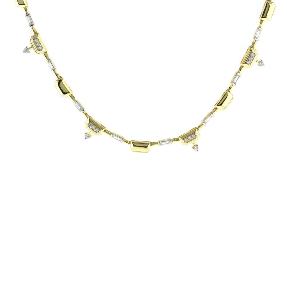 Baget Taşlı Su Yolu Gümüş Kolye