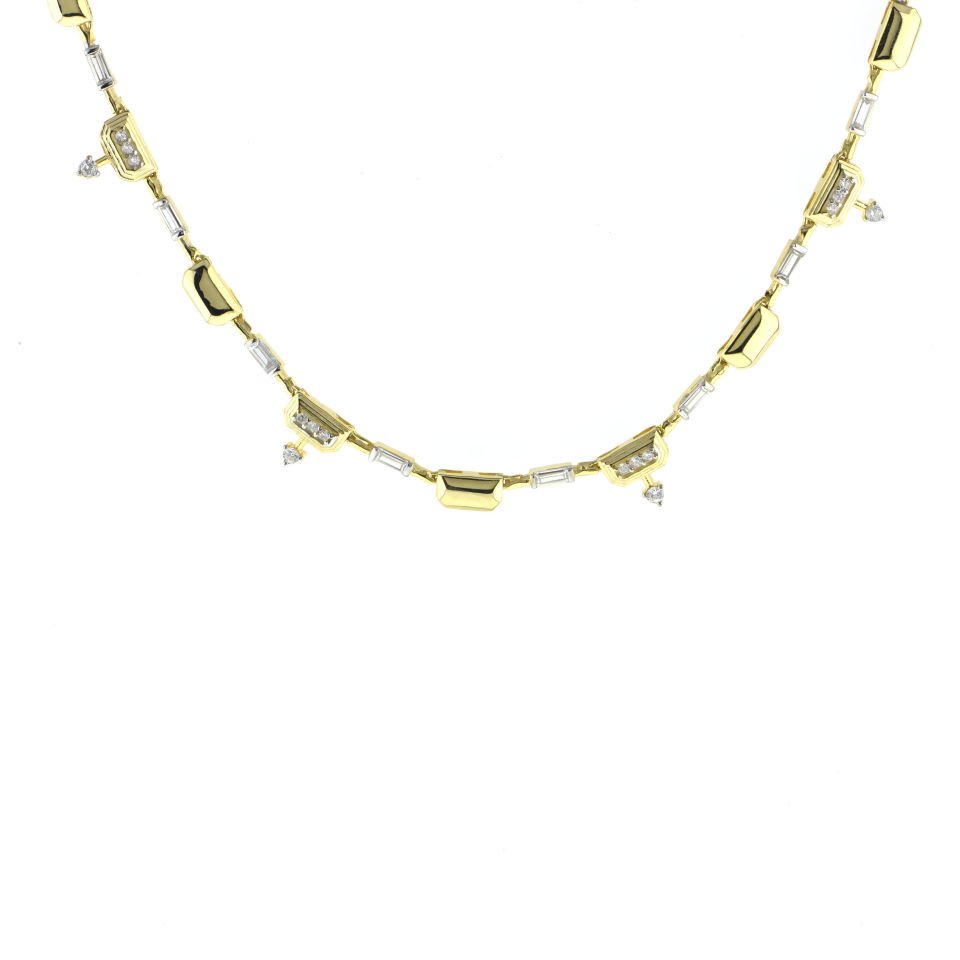 Baget Taşlı Su Yolu Gümüş Kolye