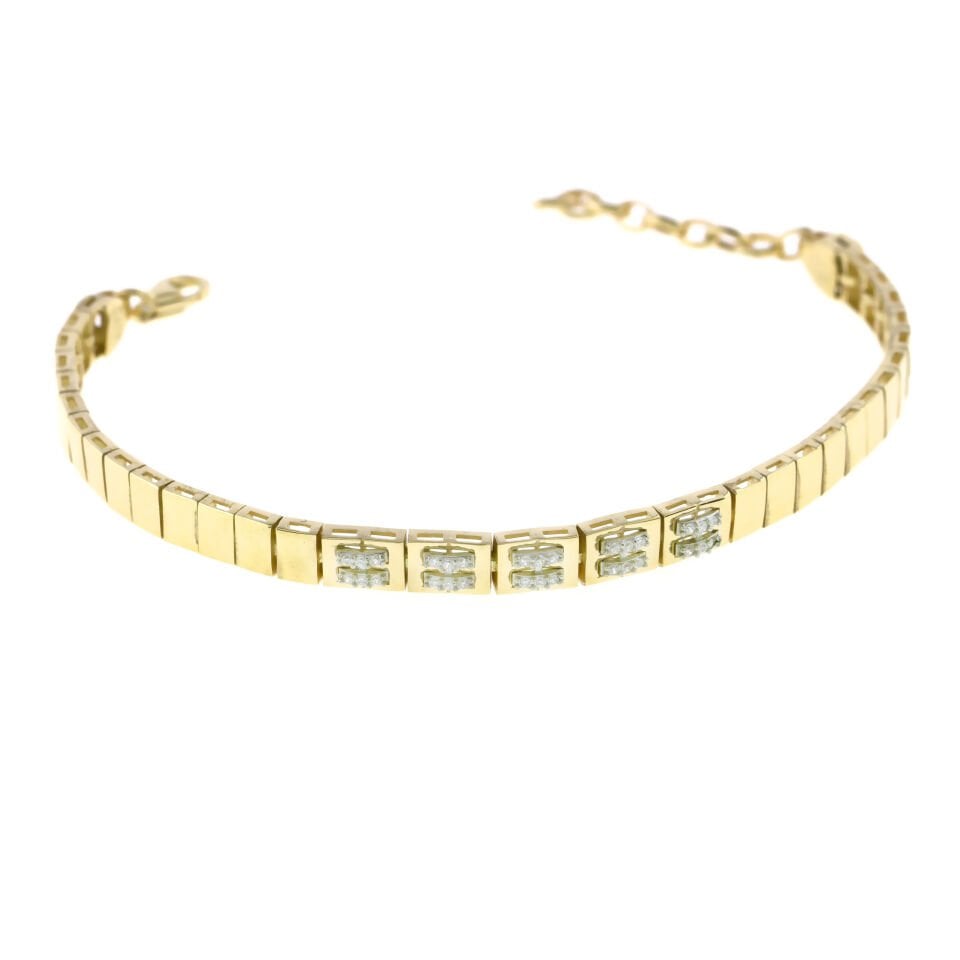 Taşlı Blok Gümüş Bileklik