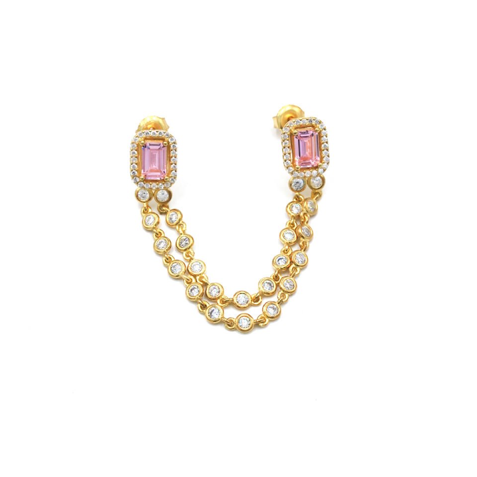 Çiftli Zincir Bağlantılı Gümüş Küpe