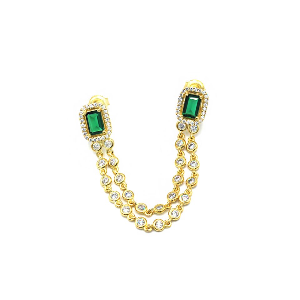 Çiftli Zincir Bağlantılı Gümüş Küpe