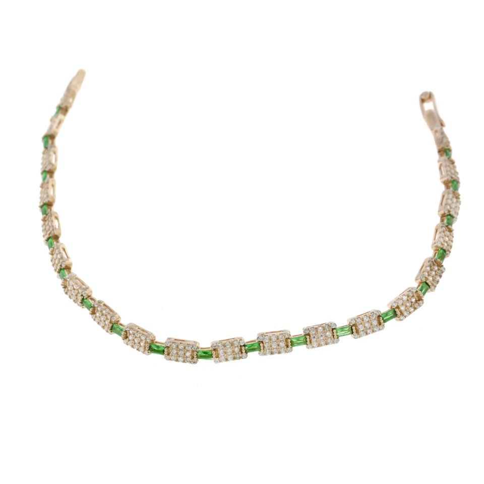 Sıralı Baget Taşlı Su yolu Gümüş Bileklik