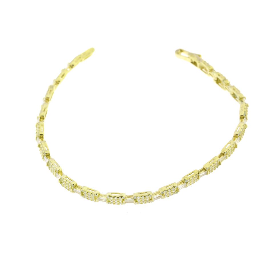 Sıralı Baget Taşlı Su yolu Gümüş Bileklik