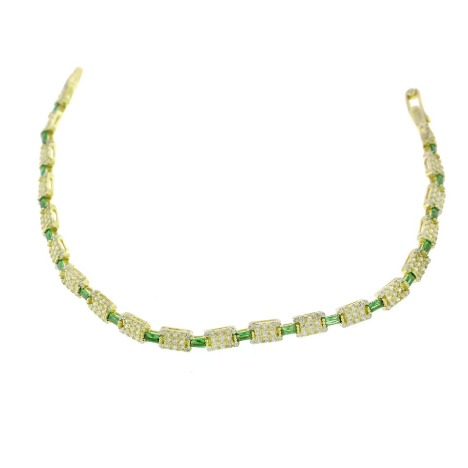 Sıralı Baget Taşlı Su yolu Gümüş Bileklik