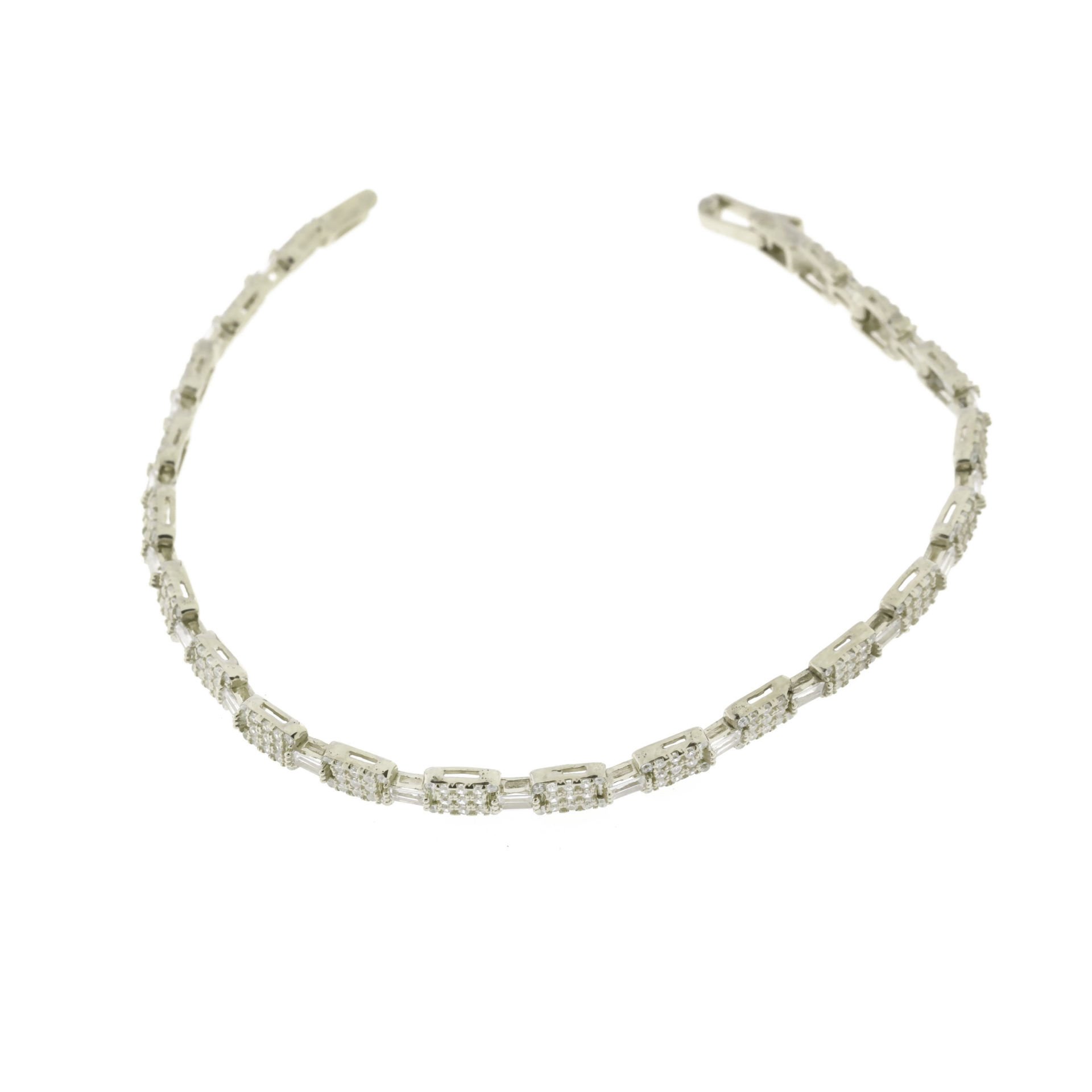 Sıralı Baget Taşlı Su yolu Gümüş Bileklik