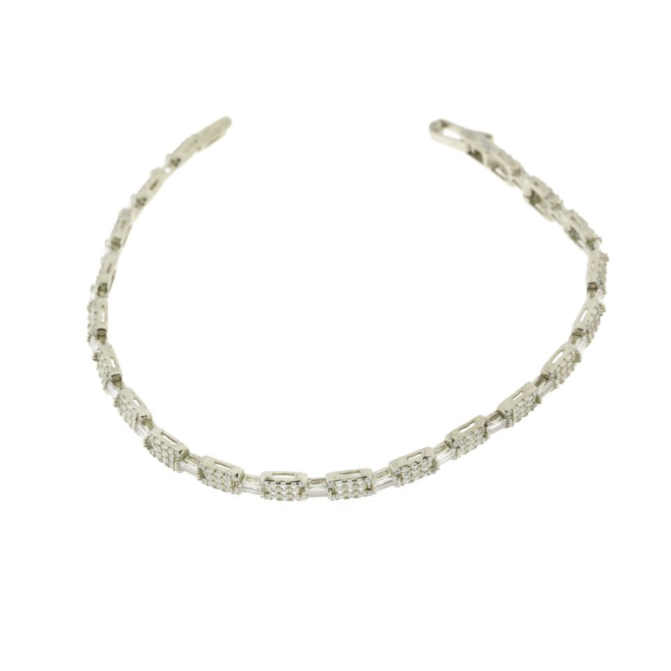 Sıralı Baget Taşlı Su yolu Gümüş Bileklik