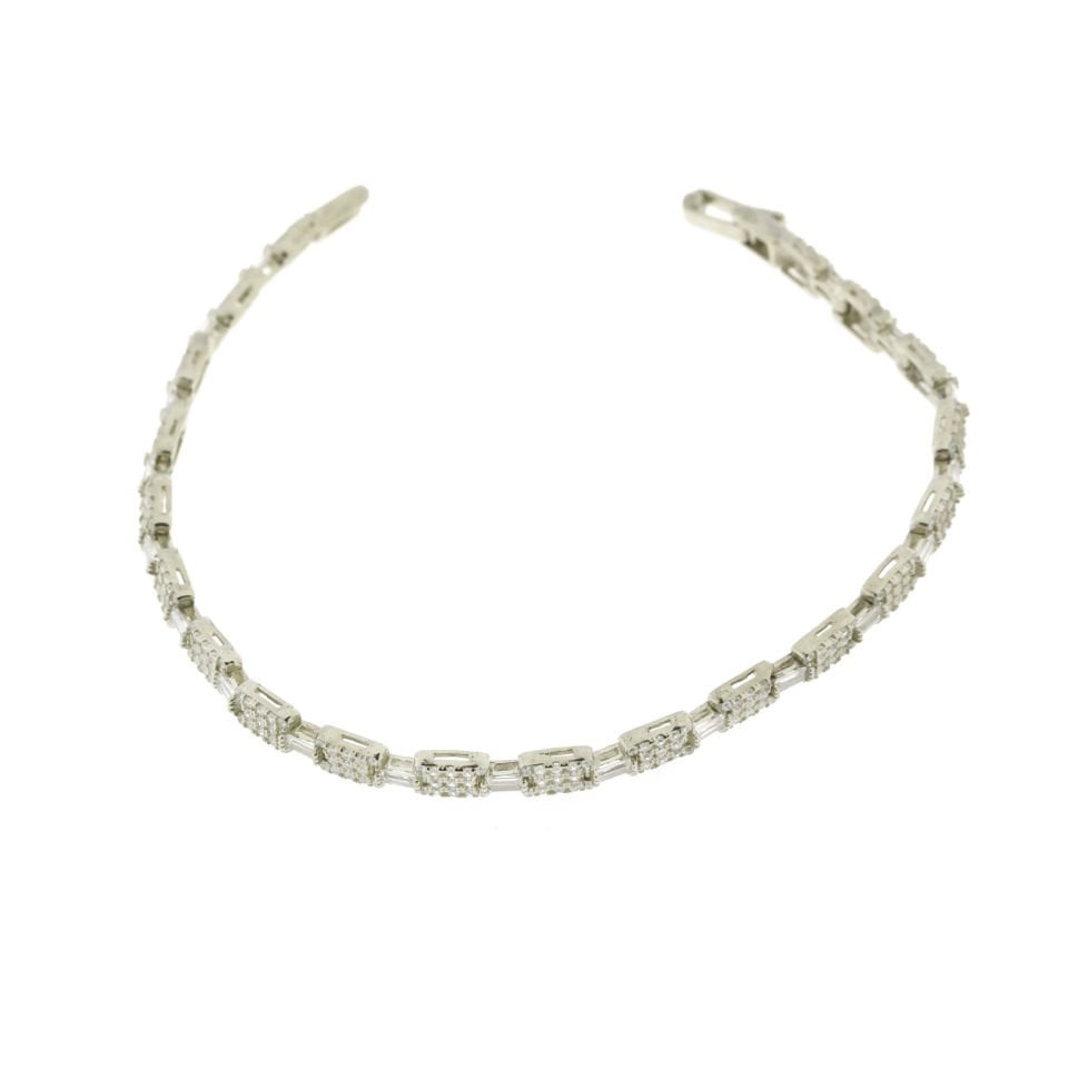 Sıralı Baget Taşlı Su yolu Gümüş Bileklik