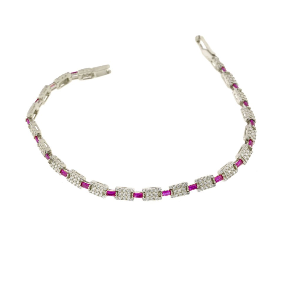 Sıralı Baget Taşlı Su yolu Gümüş Bileklik