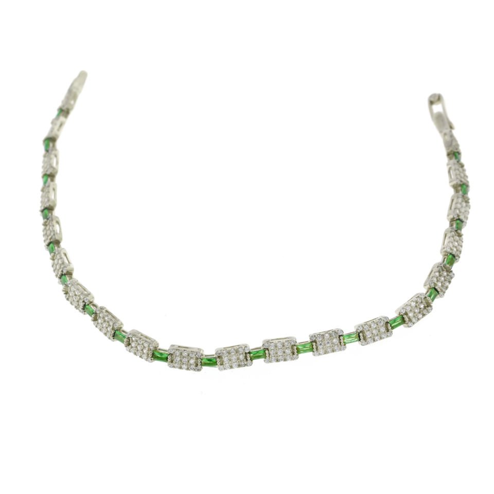 Sıralı Baget Taşlı Su yolu Gümüş Bileklik