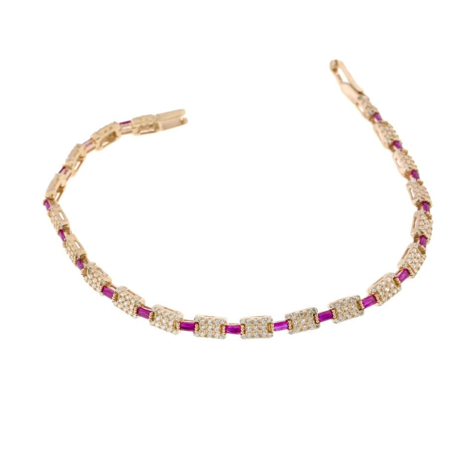 Sıralı Baget Taşlı Su yolu Gümüş Bileklik