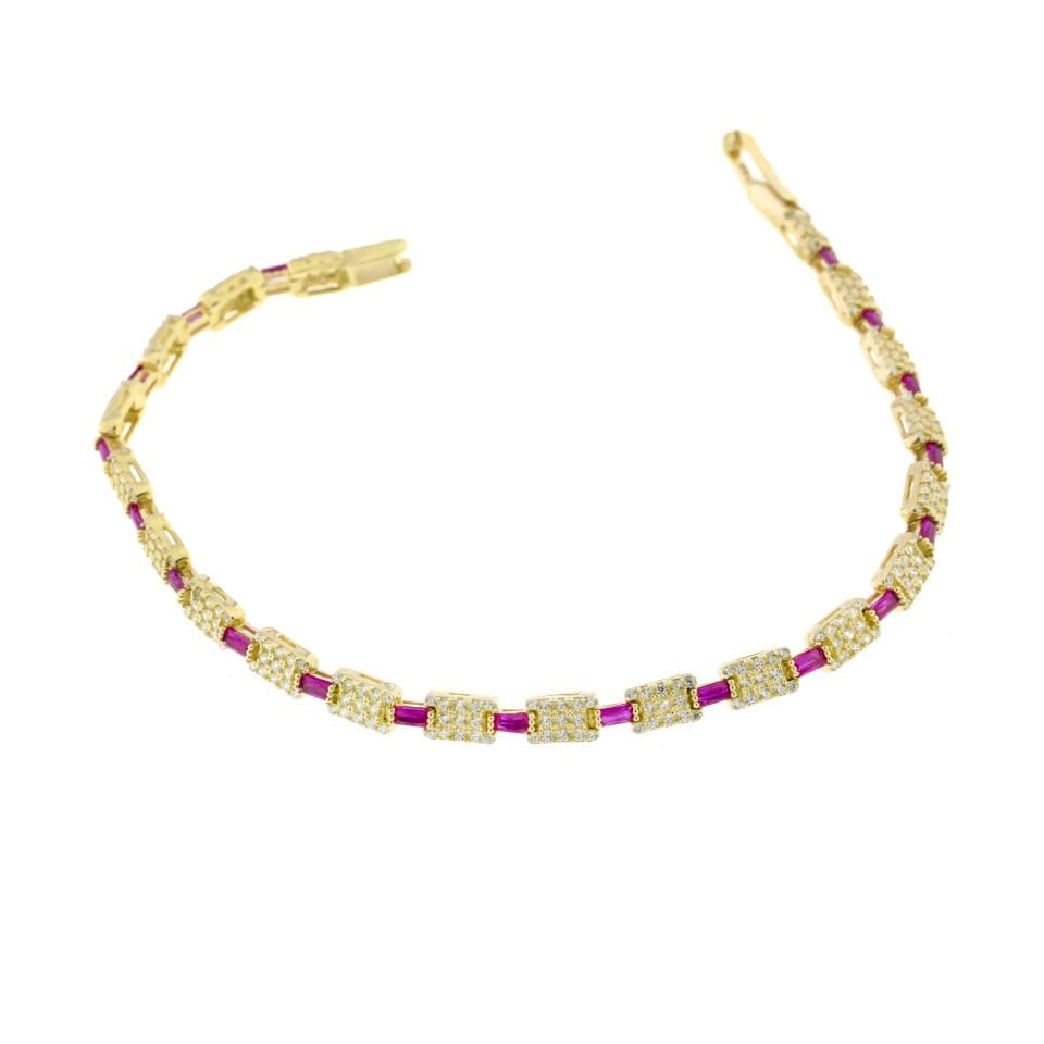 Sıralı Baget Taşlı Su yolu Gümüş Bileklik