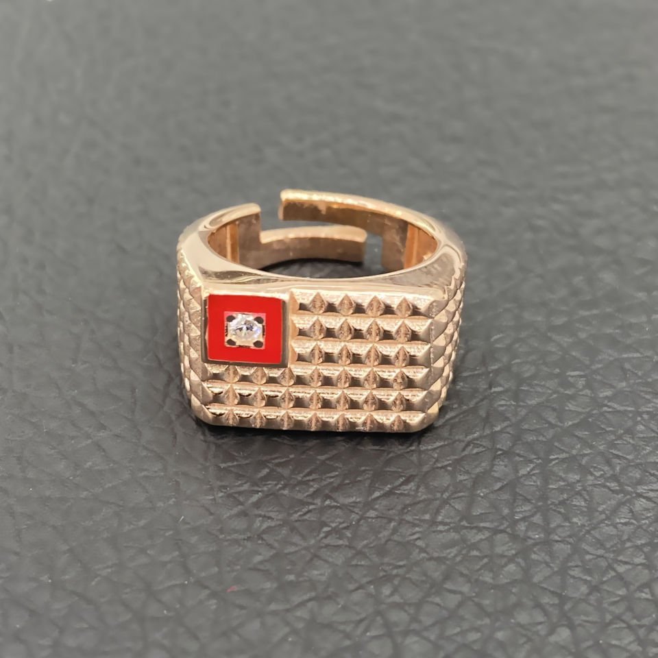 Kare Mine Detaylı Gümüş Yüzük