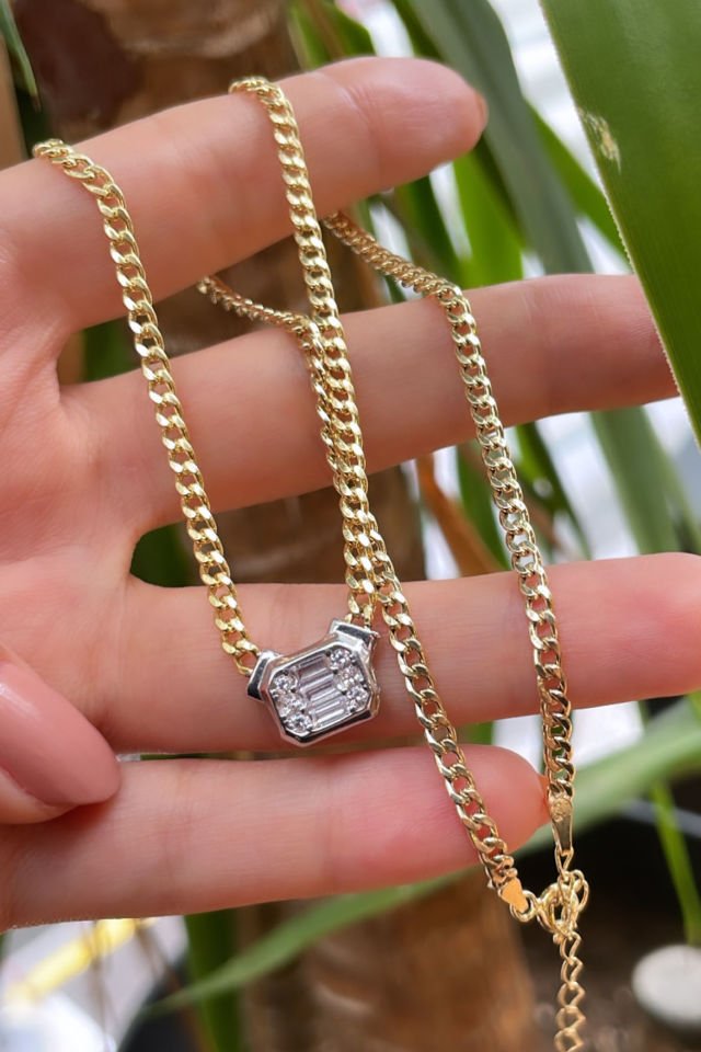 Baget Taşlı Gurmet Zincir Gümüş Kolye