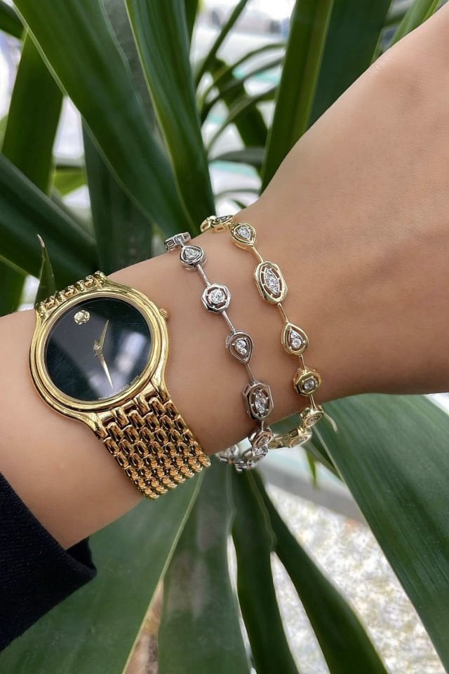 Yuvarlak Taşlı Oktagon Kesim Gümüş Bileklik