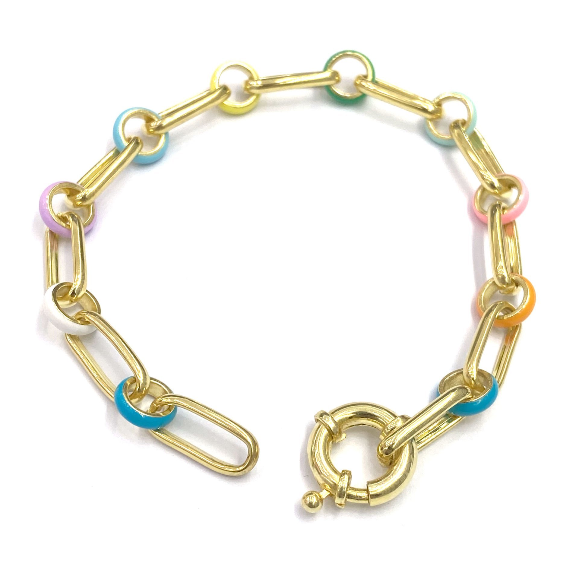 Renkli Mineli Oval Kesim Gümüş Bileklik