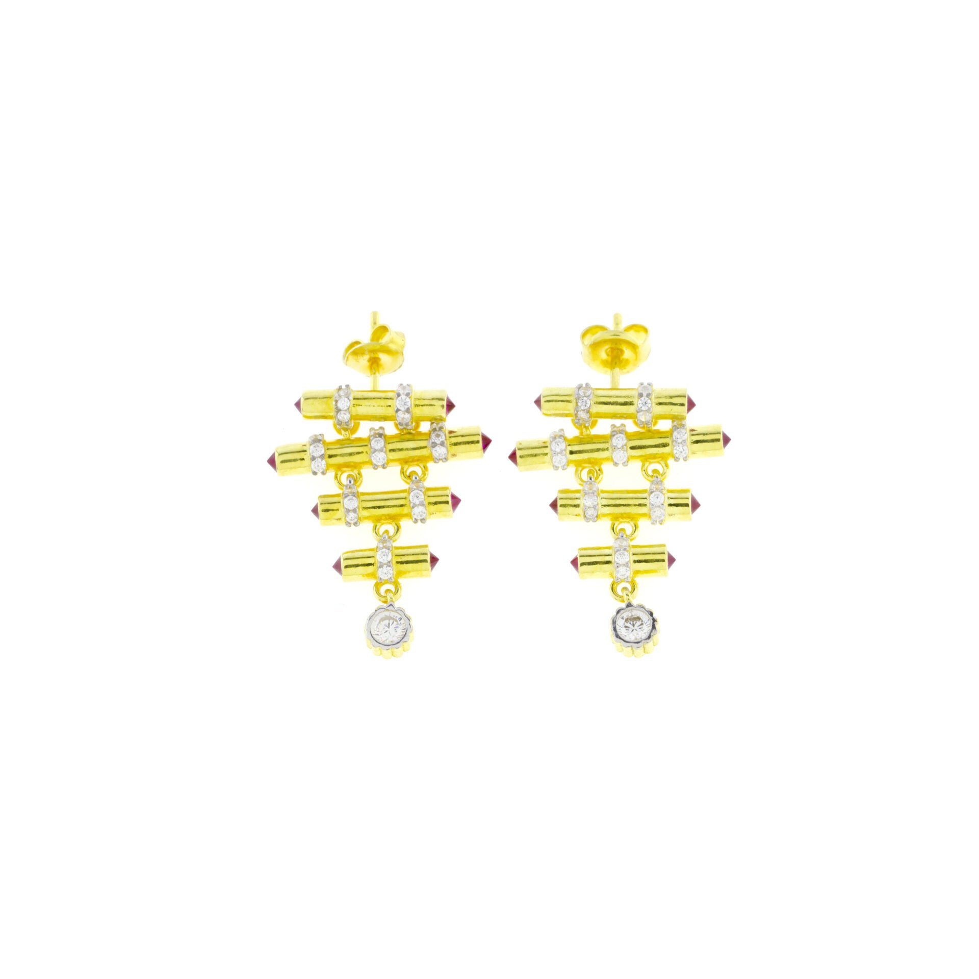 Sıralı Paralel Bar Tasarım Gümüş Küpe