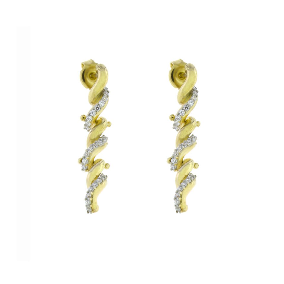 Dikey Sarmal Tasarım Gümüş Küpe