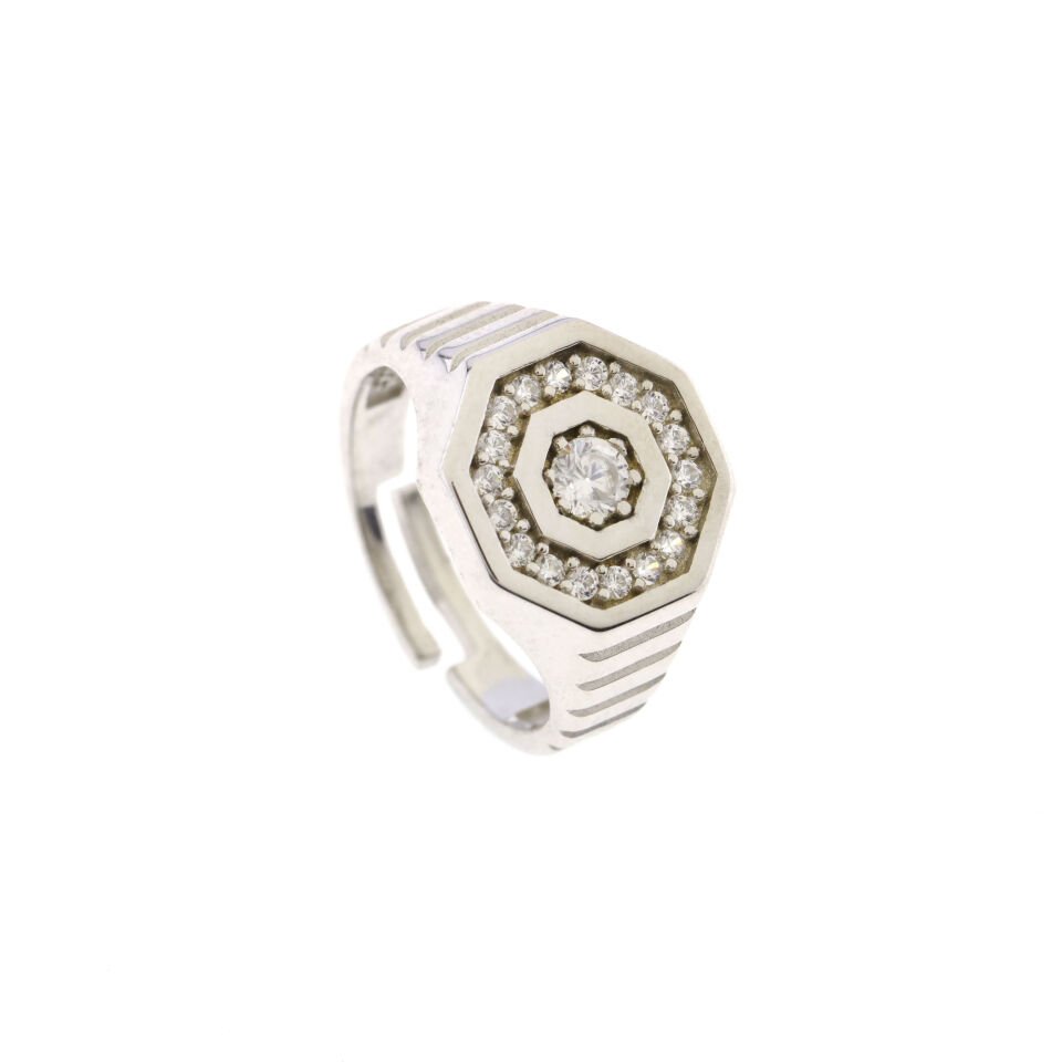 Heksagon Tasarım Gümüş Yüzük