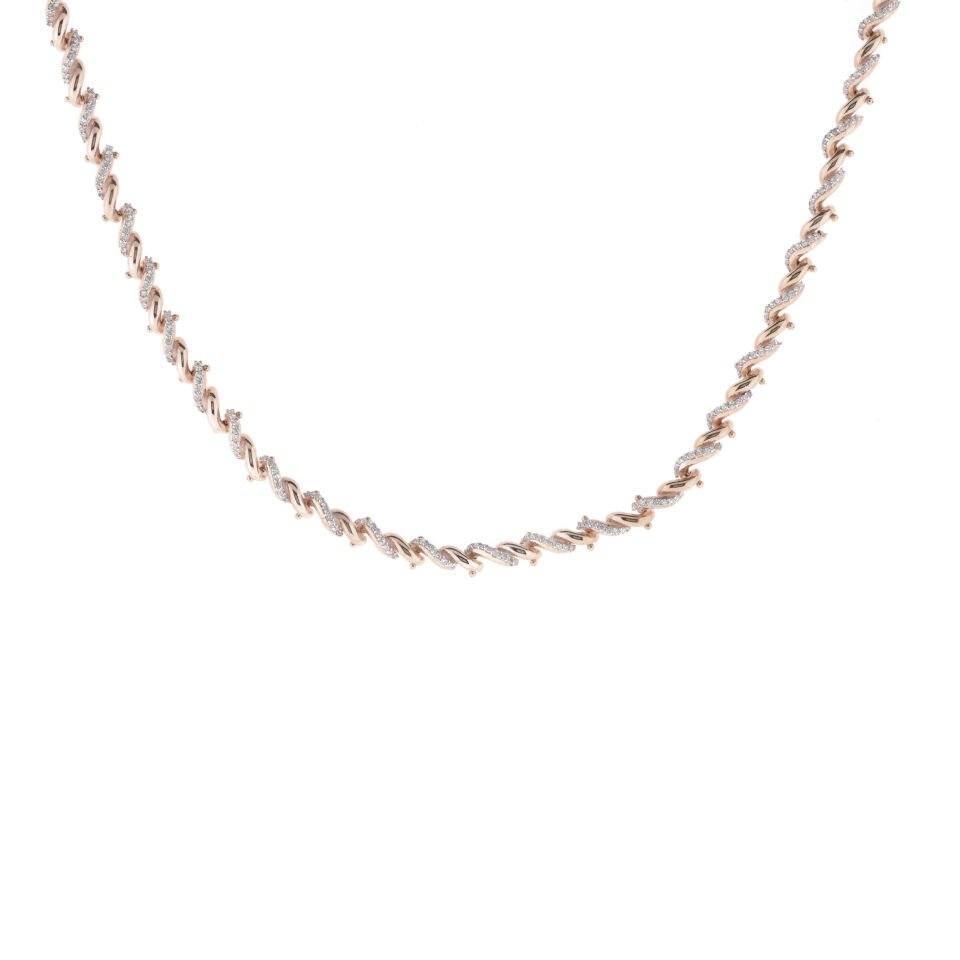 Dikey Sarmal Tasarım Gümüş Choker