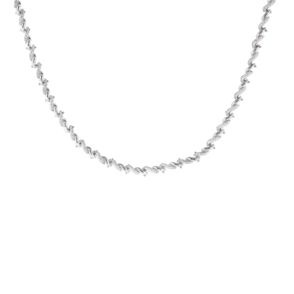 Dikey Sarmal Tasarım Gümüş Choker