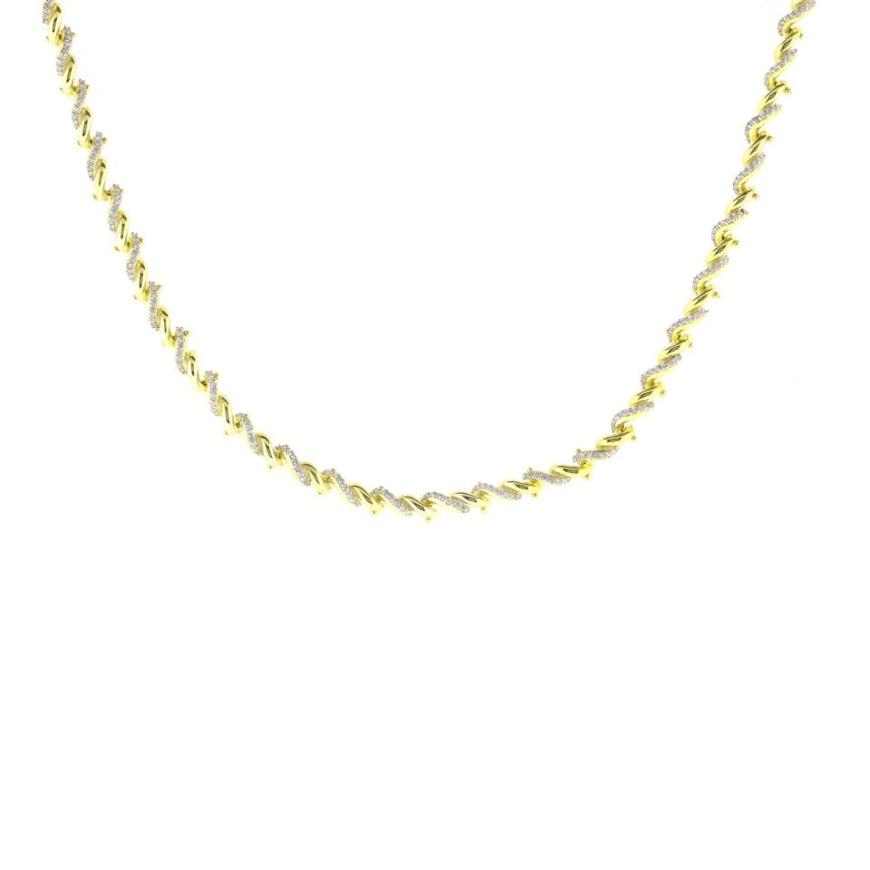 Dikey Sarmal Tasarım Gümüş Choker