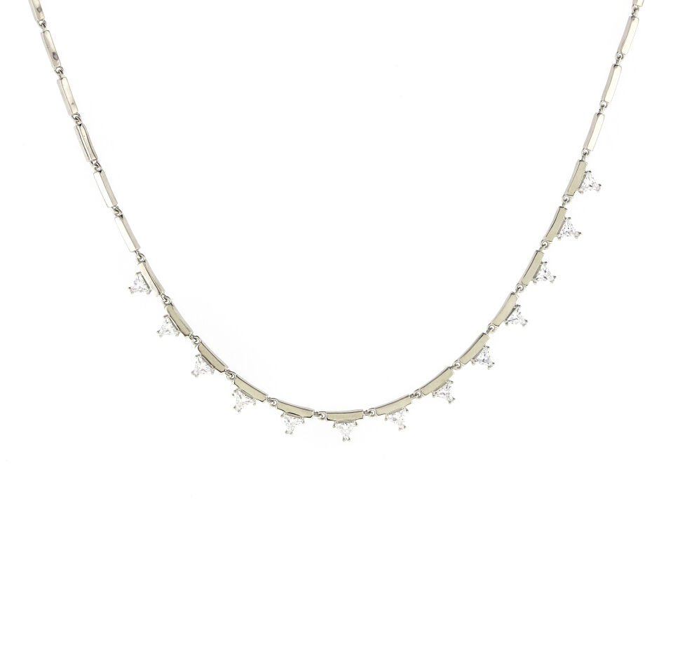 Üçgen Kesim Su Yolu Gümüş Kolye