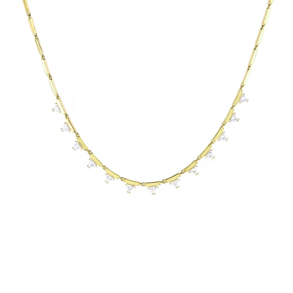 Üçgen Kesim Su Yolu Gümüş Kolye