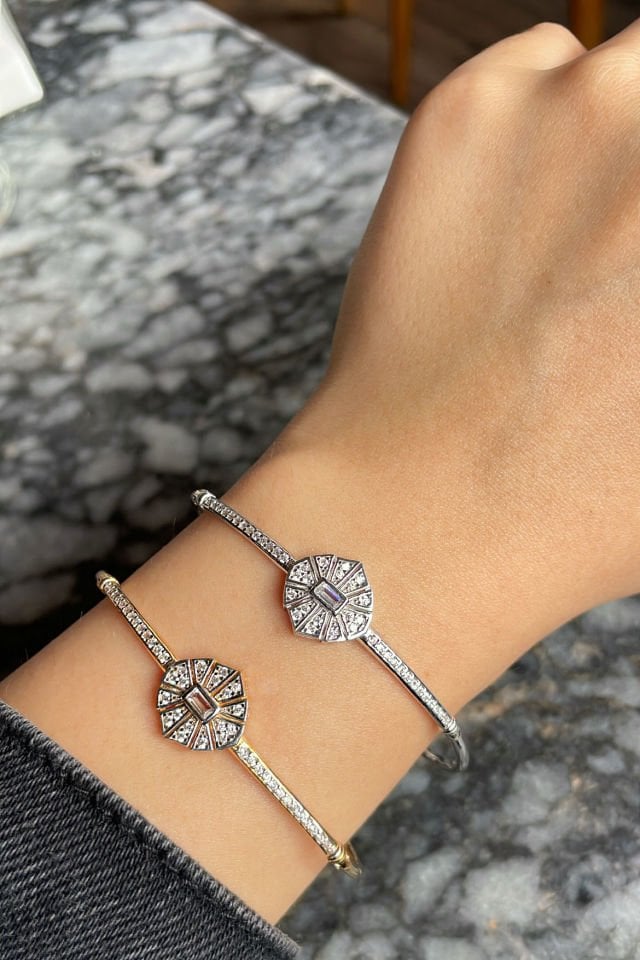 Elmas Kesim Şans Gümüş Bileklik