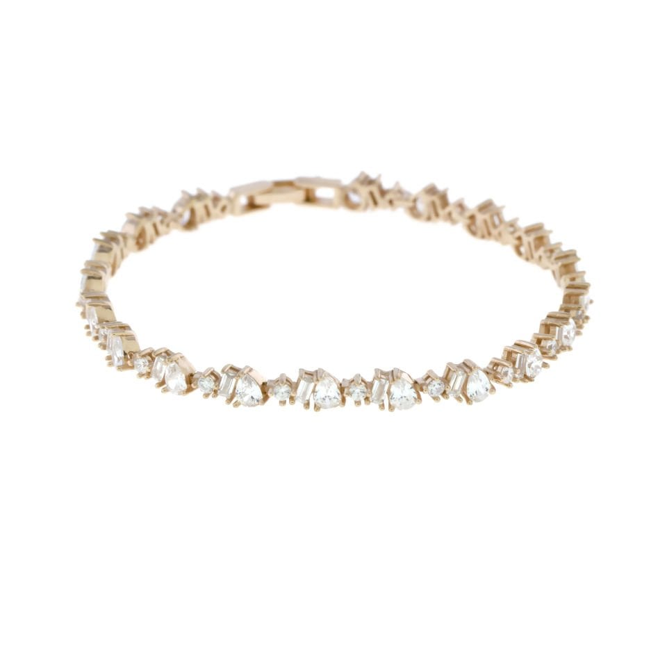 Damla Baget ve Yuvarlak Taşlı Su Yolu Gümüş Bileklik