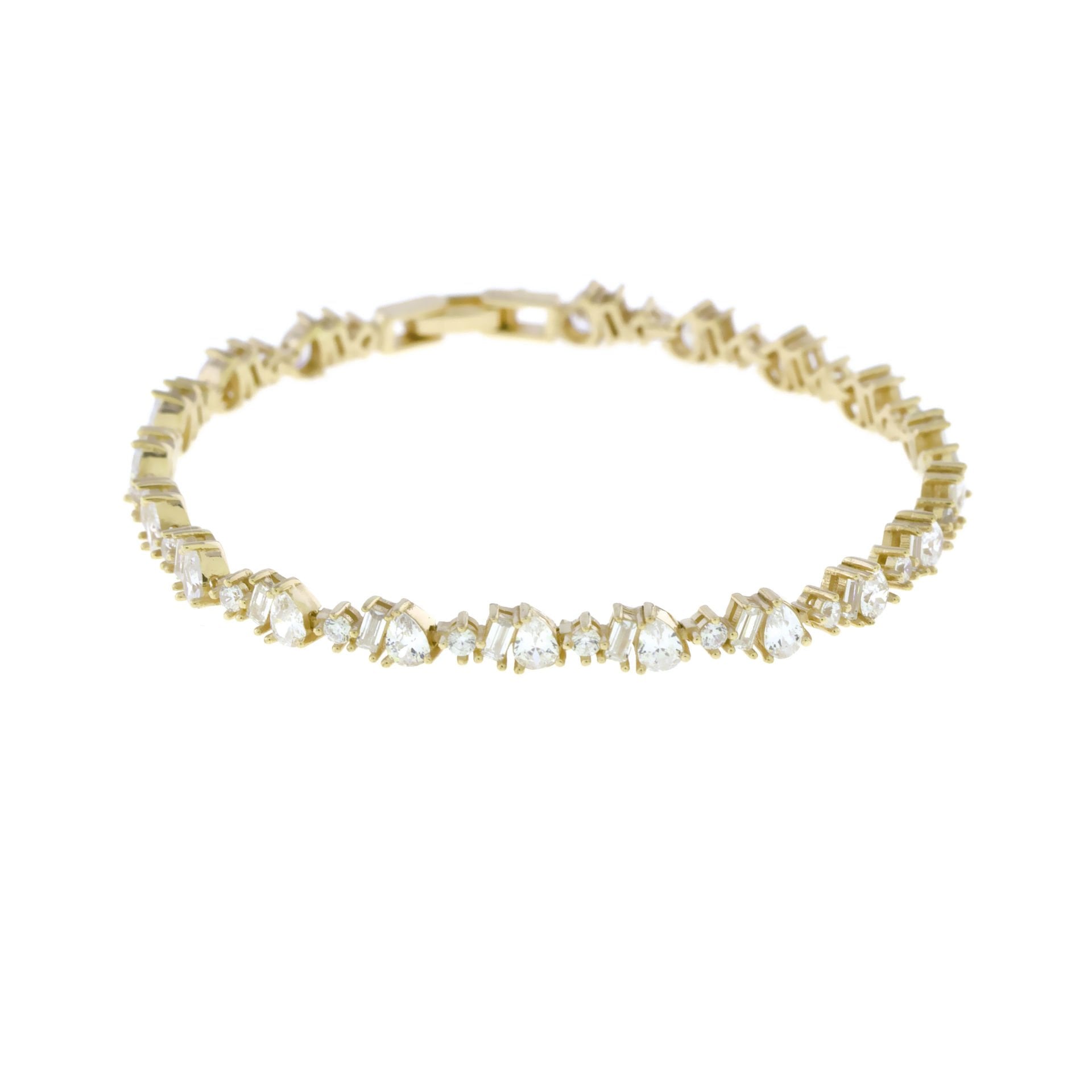 Damla Baget ve Yuvarlak Taşlı Su Yolu Gümüş Bileklik