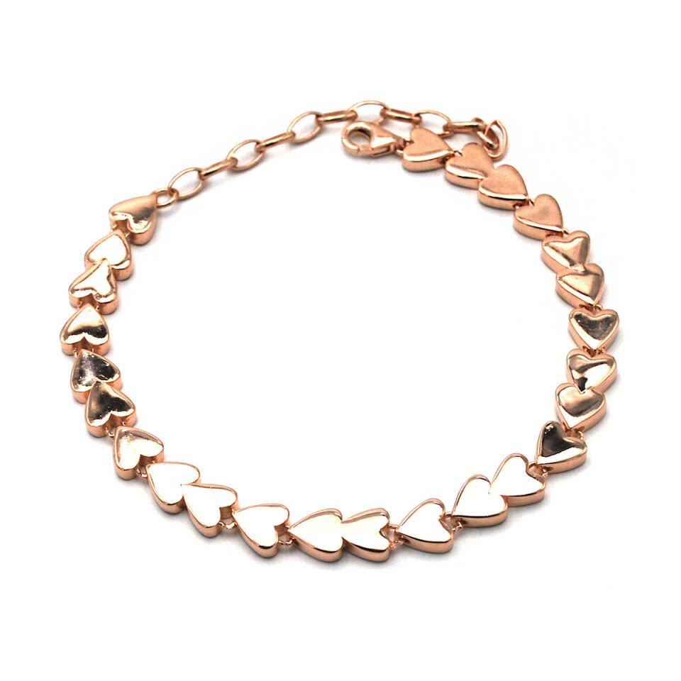 Sıralı Kalp Gümüş Bileklik