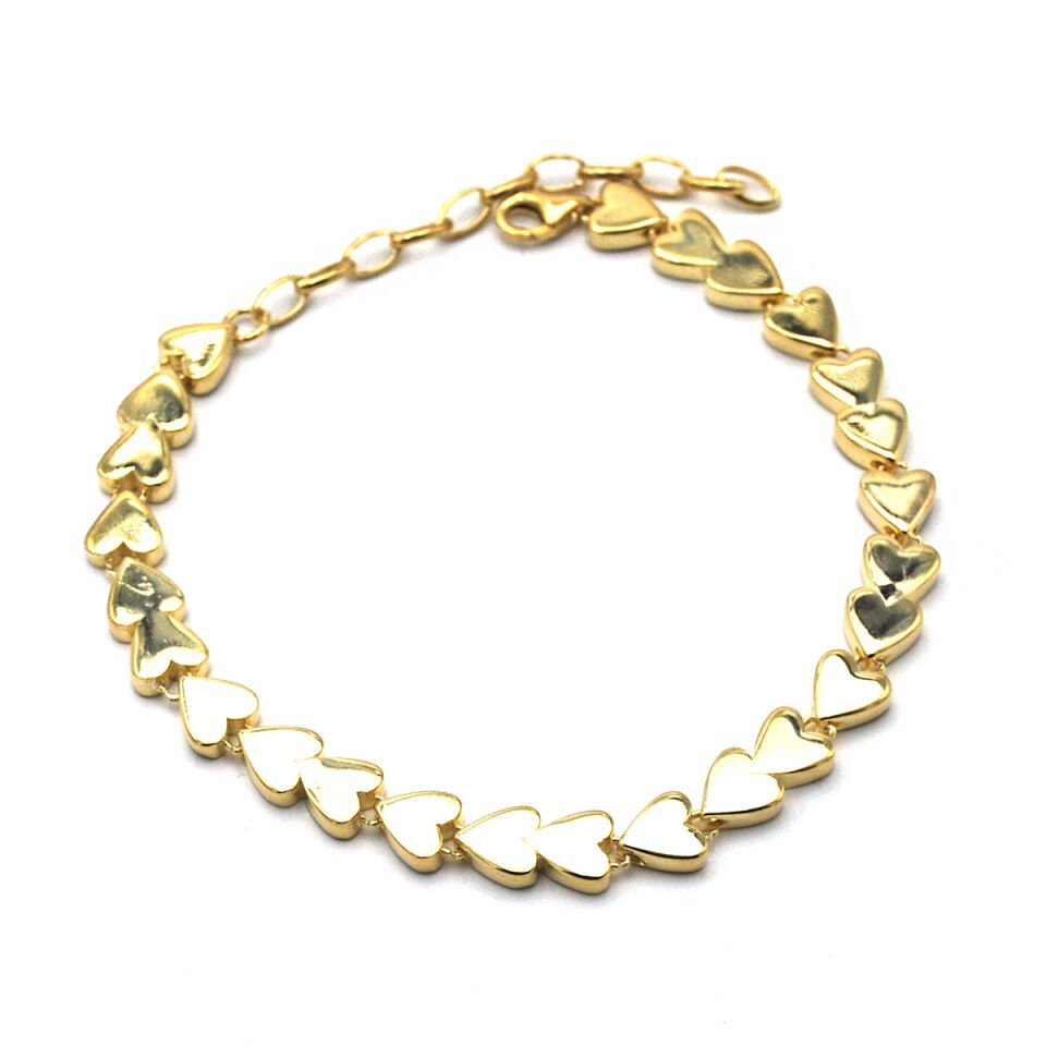 Sıralı Kalp Gümüş Bileklik