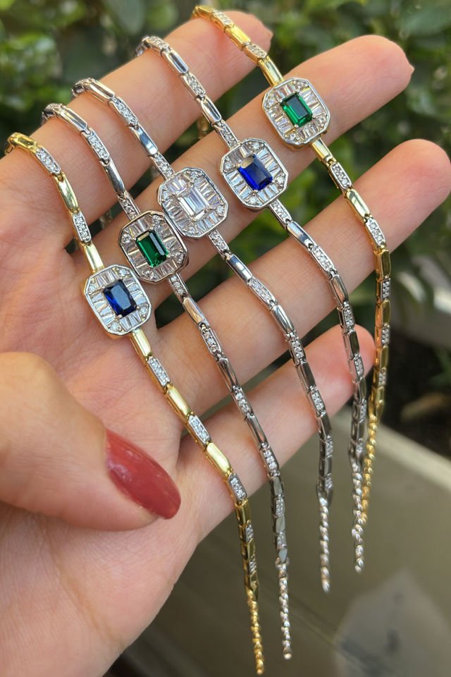 Baget Taşlı Şans Gümüş Bileklik