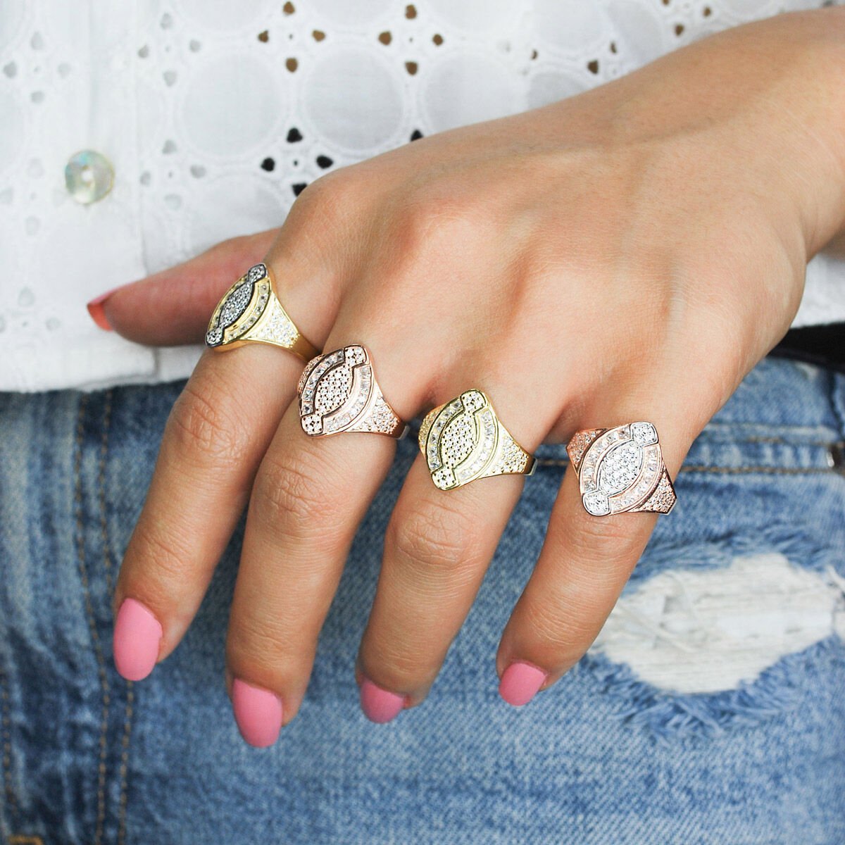 Taşlı Fantezi Gümüş Yüzük