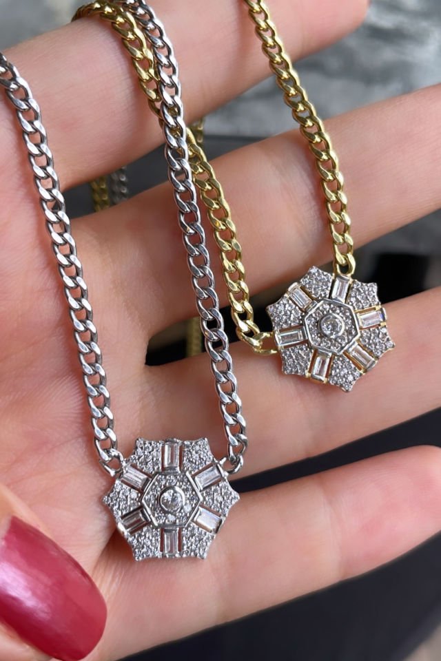 Gurmet Pırlanta Kesim Gümüş Kolye