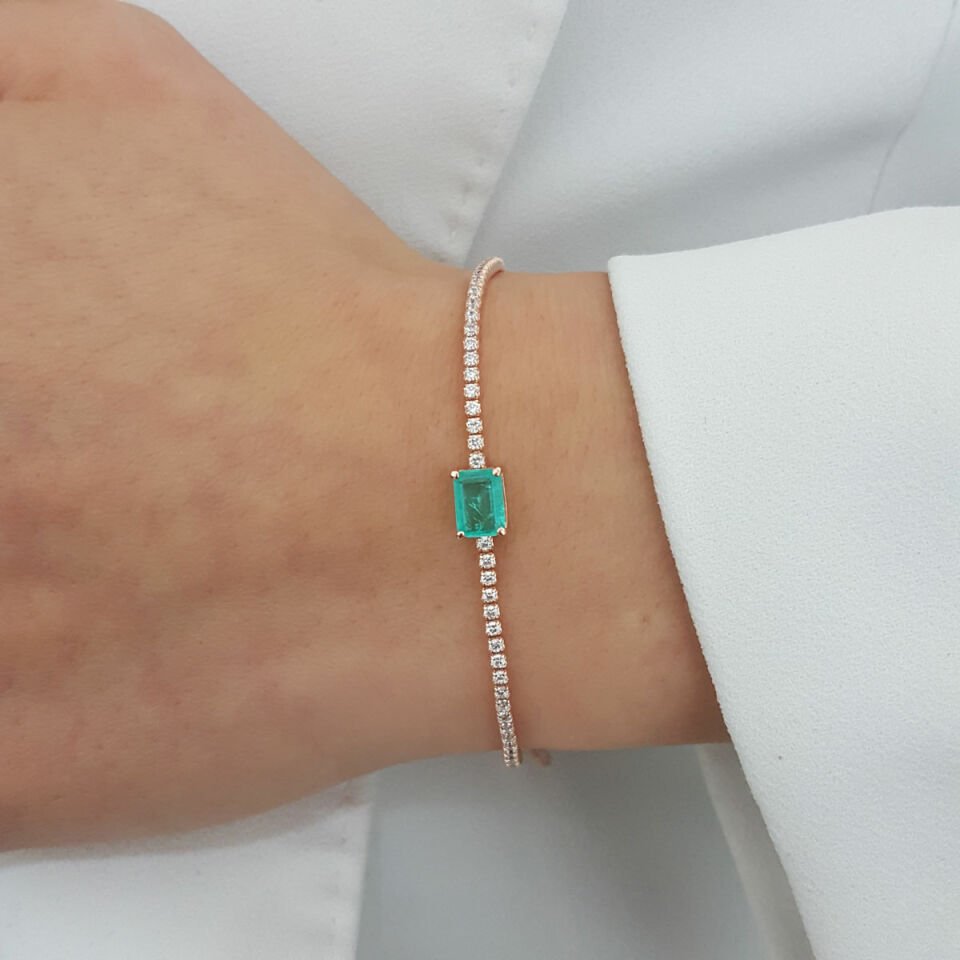 Baget Taşlı Su Yolu Gümüş Bileklik