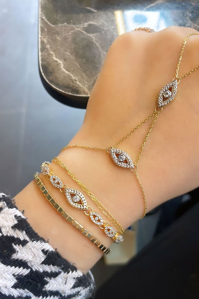 Eye Taşlı Gümüş Bileklik