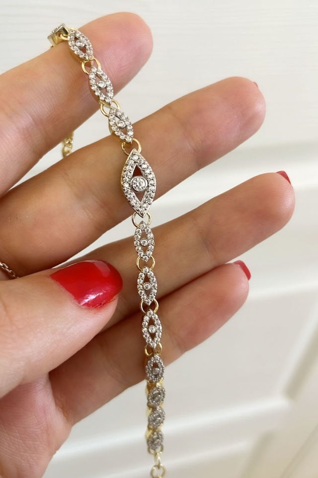 Eye Taşlı Gümüş Bileklik