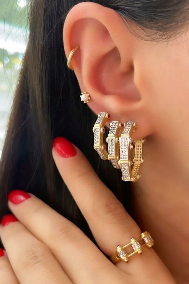 Tasarım Büyük Boy Halka Gümüş Küpe