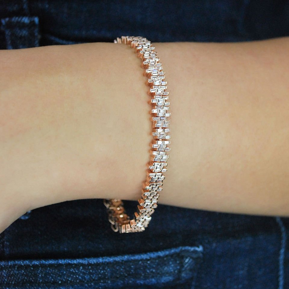 Zigzag Su Yolu Gümüş Bileklik