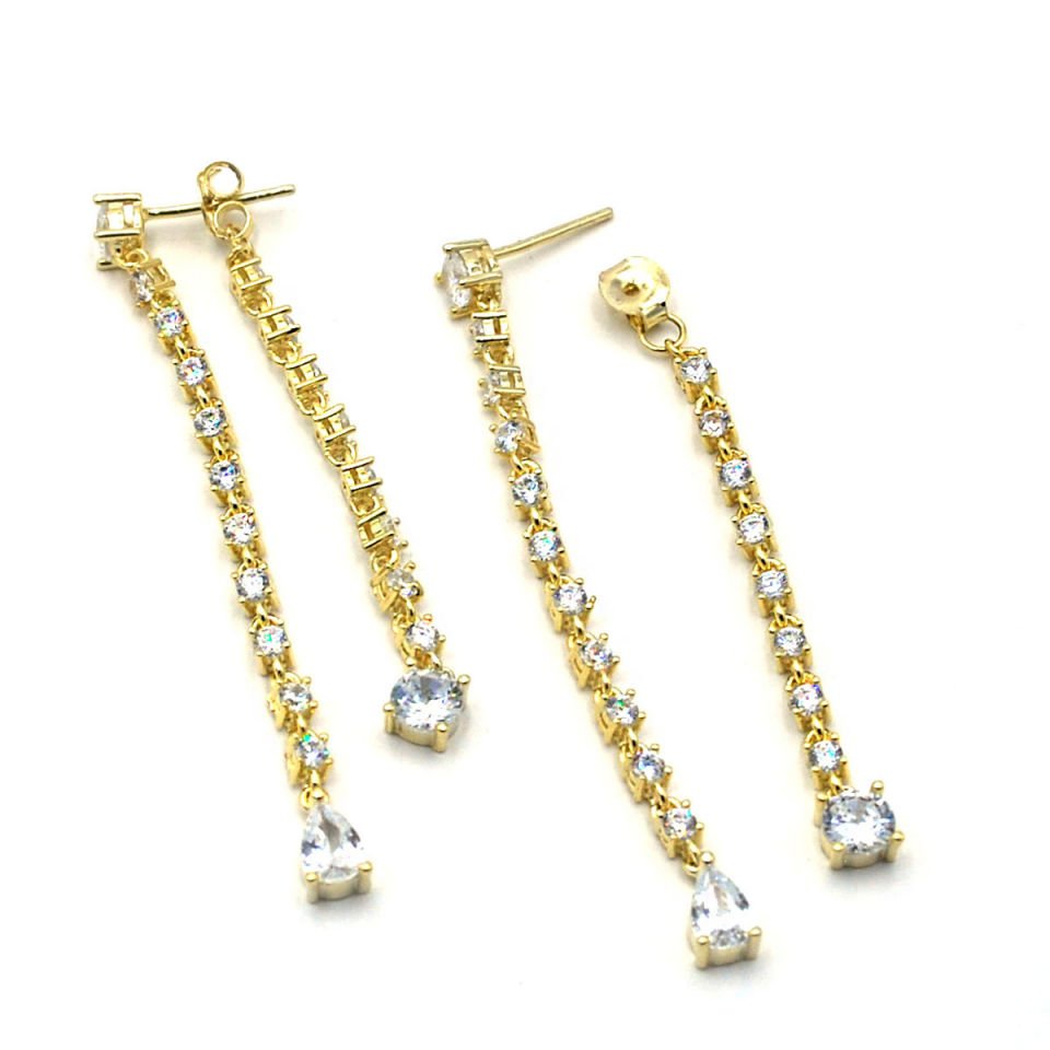 Çift Sıra Su Yolu Gümüş Küpe