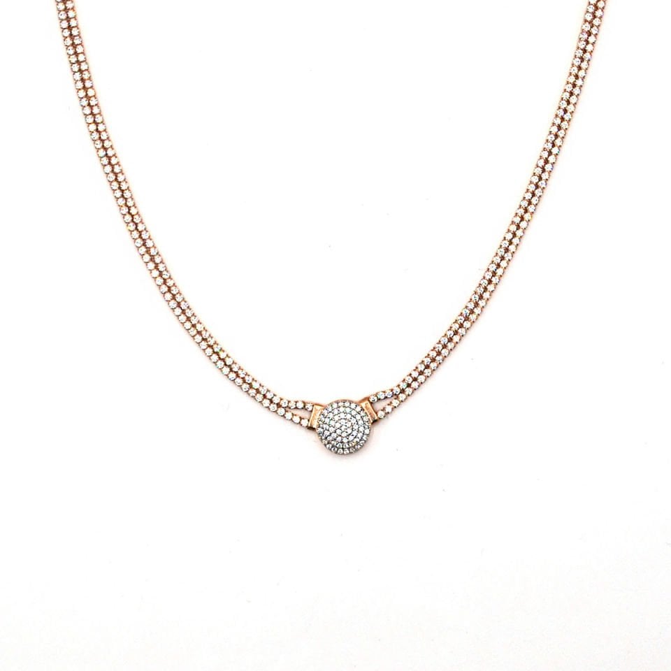 Çift Zincir Su Yolu Gümüş Kolye