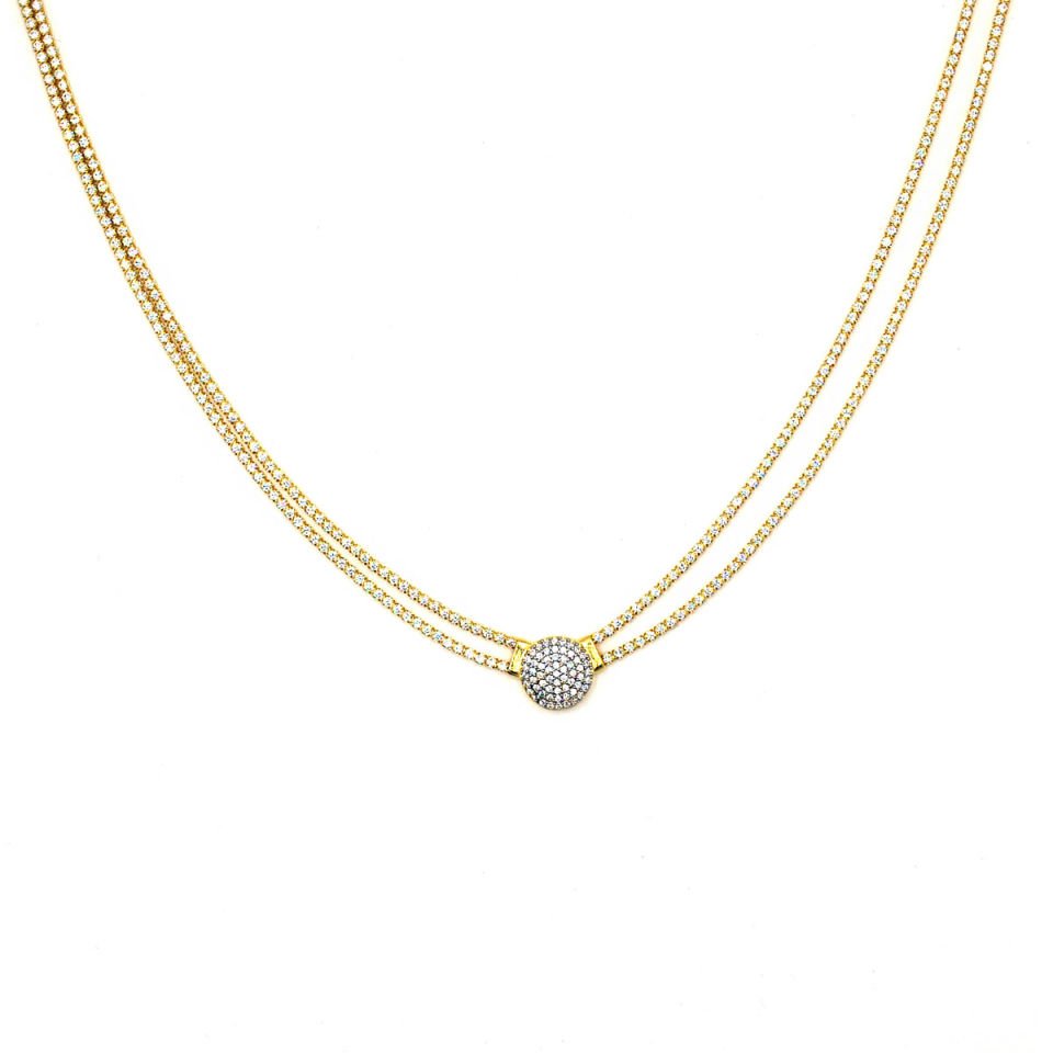 Çift Zincir Su Yolu Gümüş Kolye