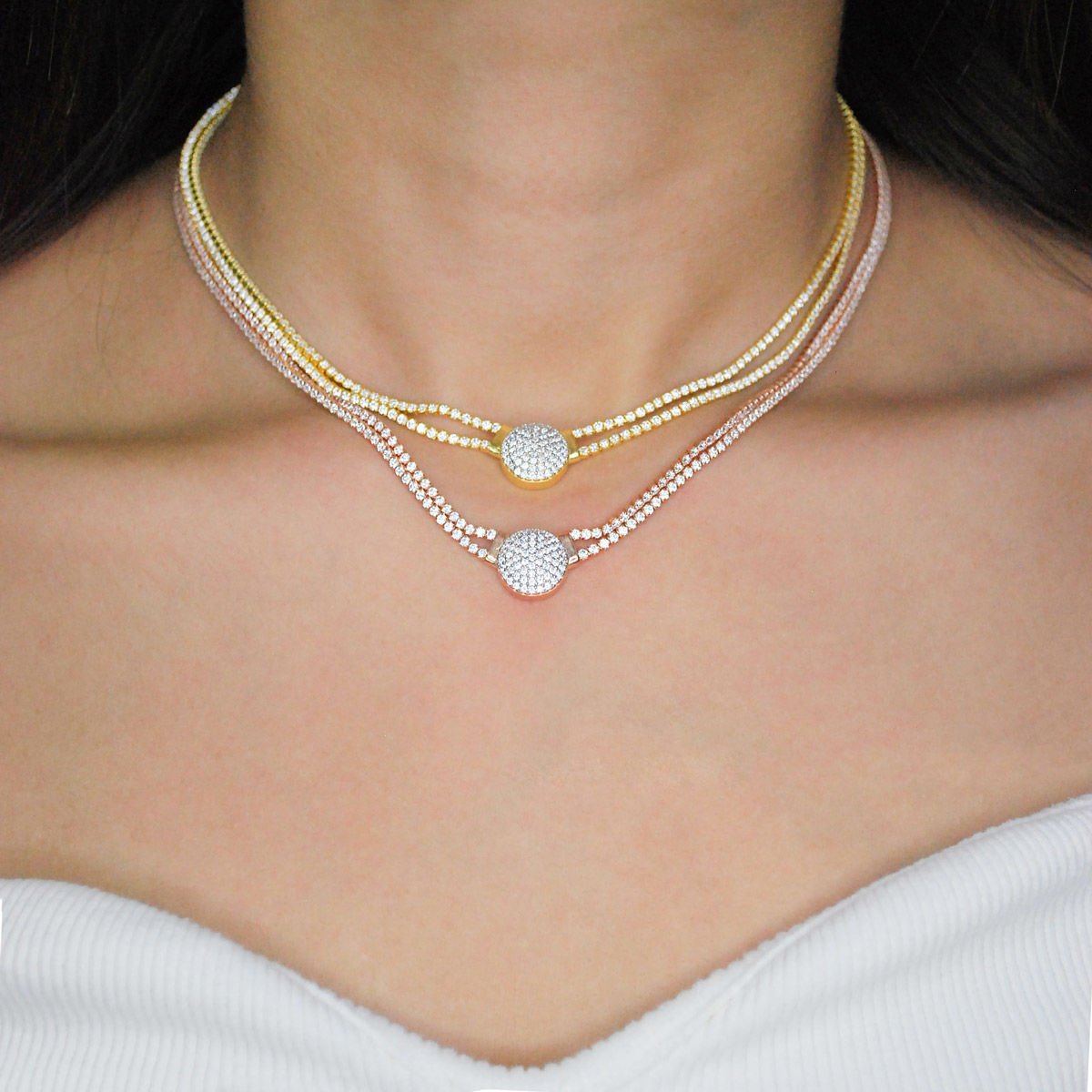 Çift Zincir Su Yolu Gümüş Kolye