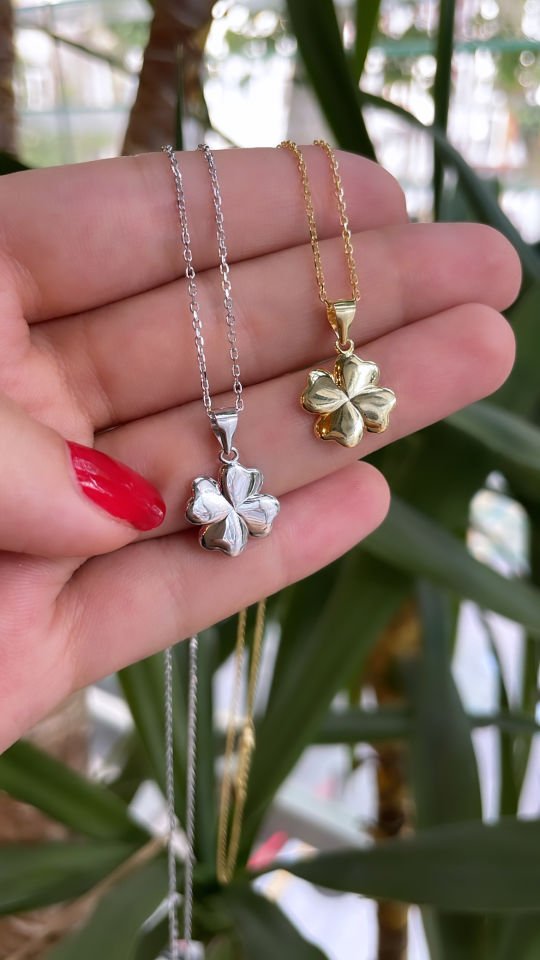 İthal Çift Taraflı Yonca Kolye