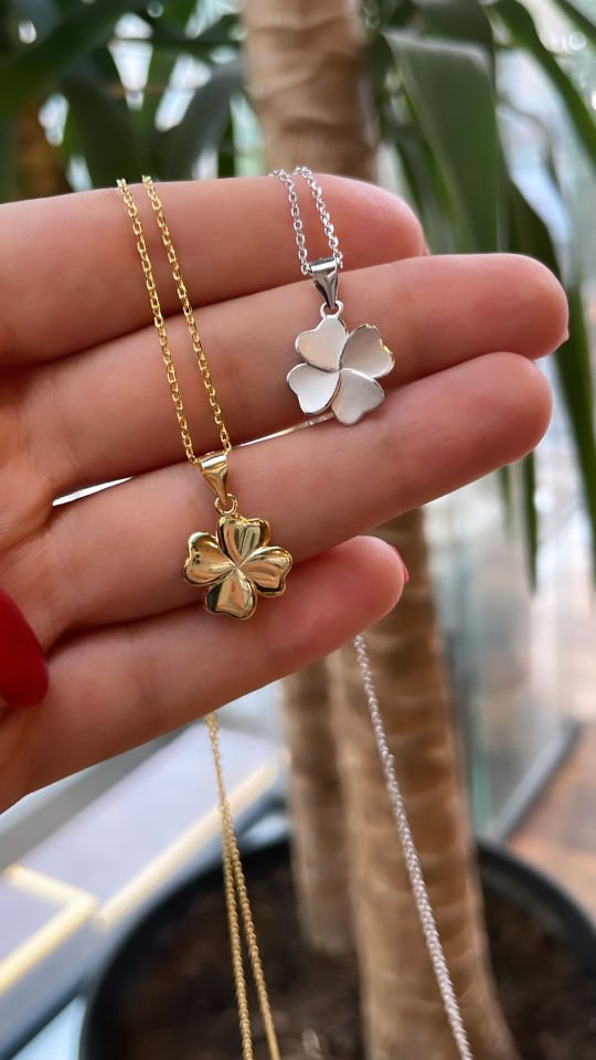 İthal Çift Taraflı Yonca Kolye