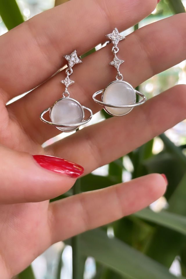 İthal Gezegen Gümüş Küpe