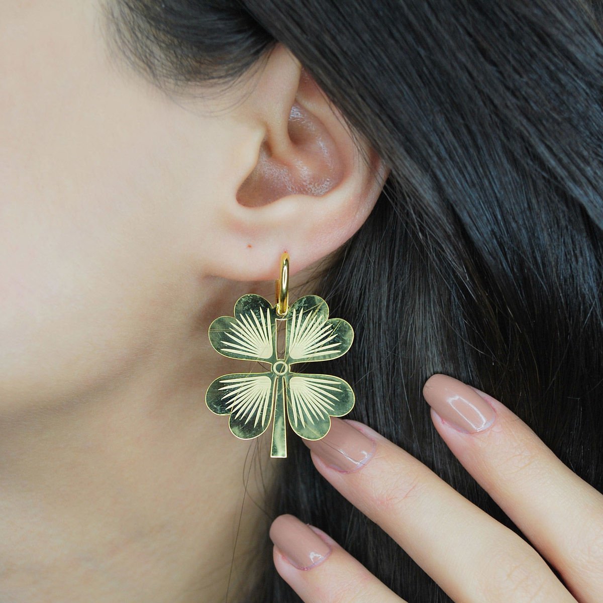 Yonca Yaprağı Şans Gümüş Küpe