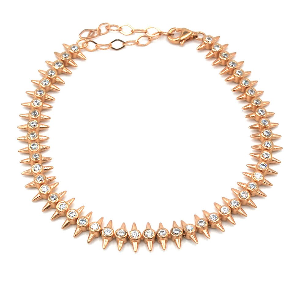 Dikenli Tasarım Su Yolu Gümüş Bileklik